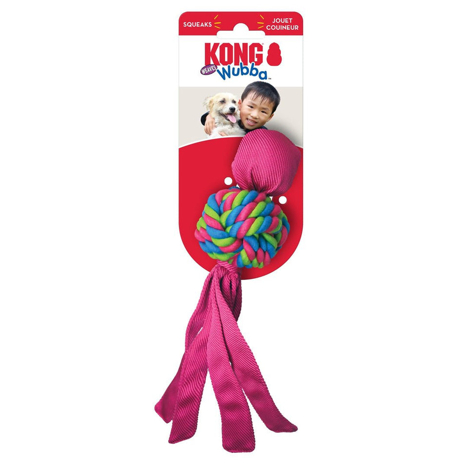 KONG Wubba Weave Twist-Knot Dog Toy, Small, Tug, Fetch & Chew