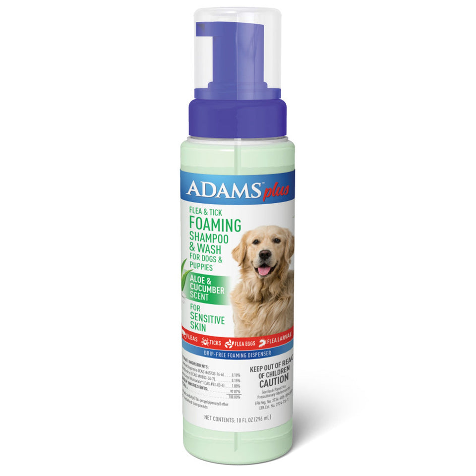 Adams Flea Tick Foaming Pet Shampoo Wash for Dogs Puppies 10 oz