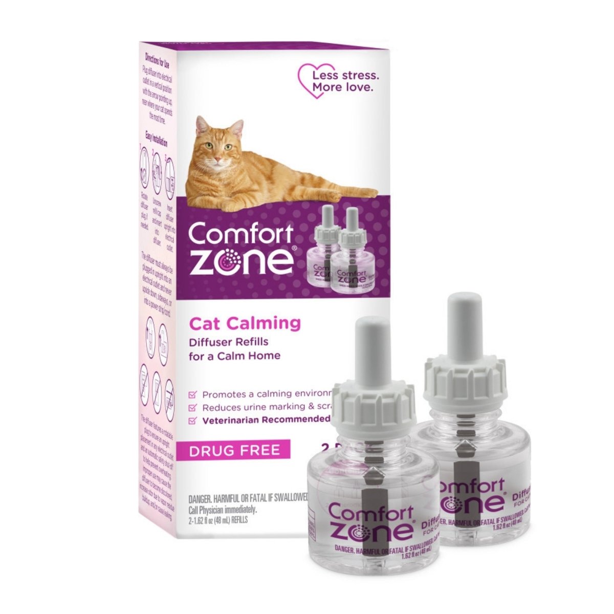 Comfort Zone Comfort Zone Cat Calming Diffuser Refills 1ea/2 pk, 48 ml, 60 Day Use - Pets Perfect