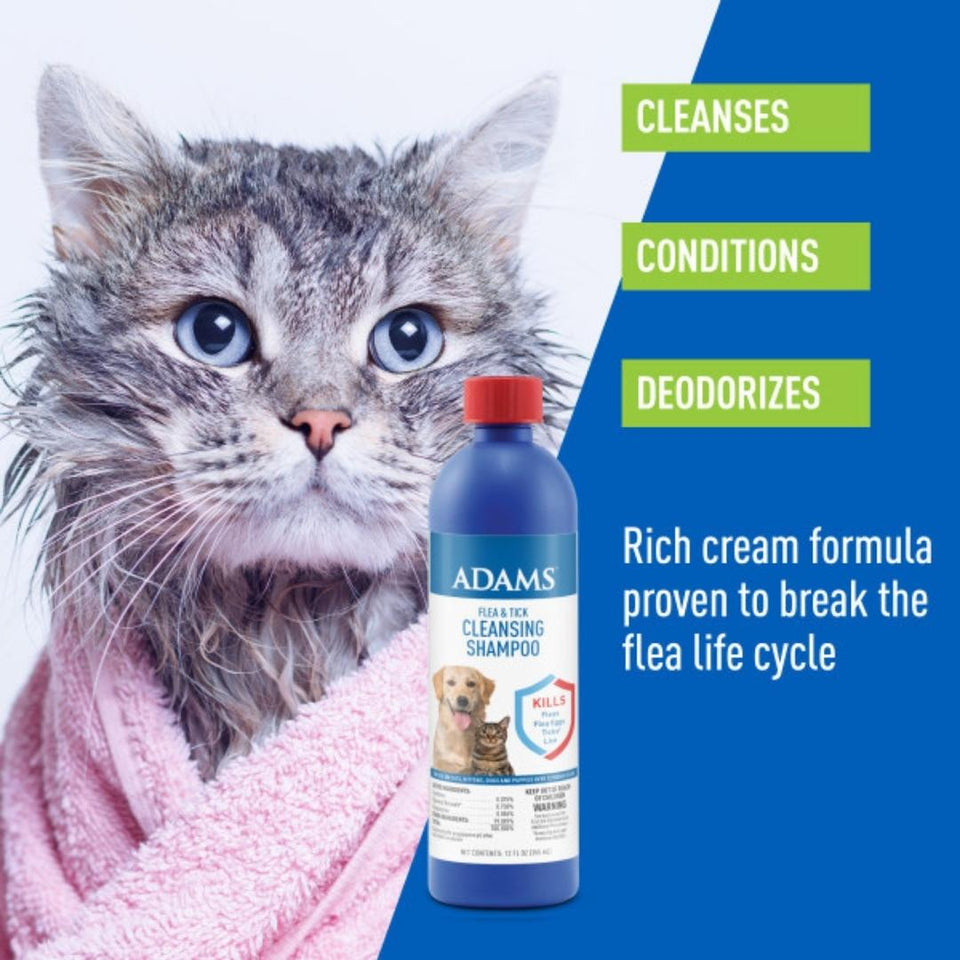 Adams Flea Tick Cleansing Pet Shampoo Clear, 12 oz