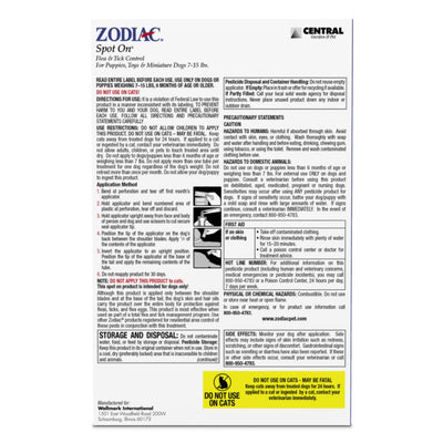 Zodiac Spot On Flea Tick Control 1ea/Puppies, Toys And Miniature Dogs 715 lb, 4 pk