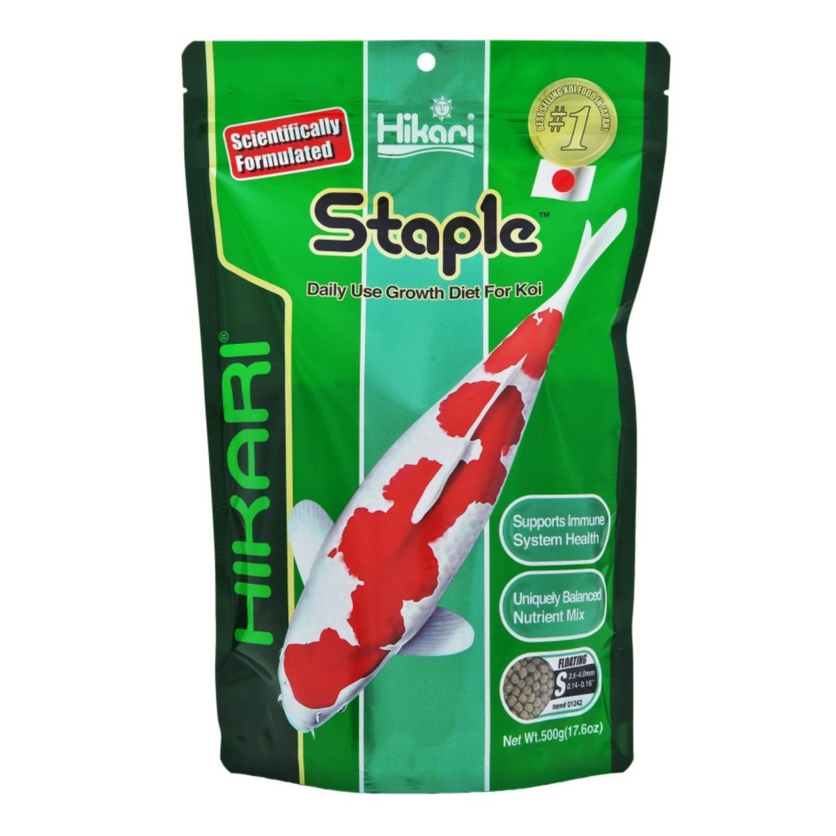 Hikari USA Staple Growth Formula Pellet Fish Food for Koi and Other Pond Fishes 1ea/17.6 oz, Mini - Pets Perfect