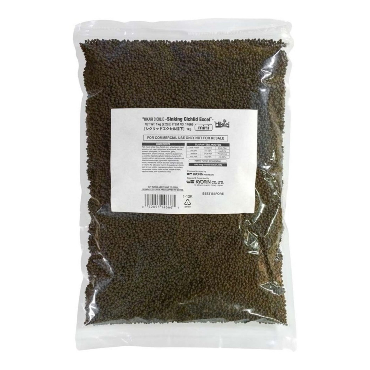 Hikari USA Cichlid Excel Sinking Pellets Fish Food 1ea/2.2 lb, Mini - Pets Perfect