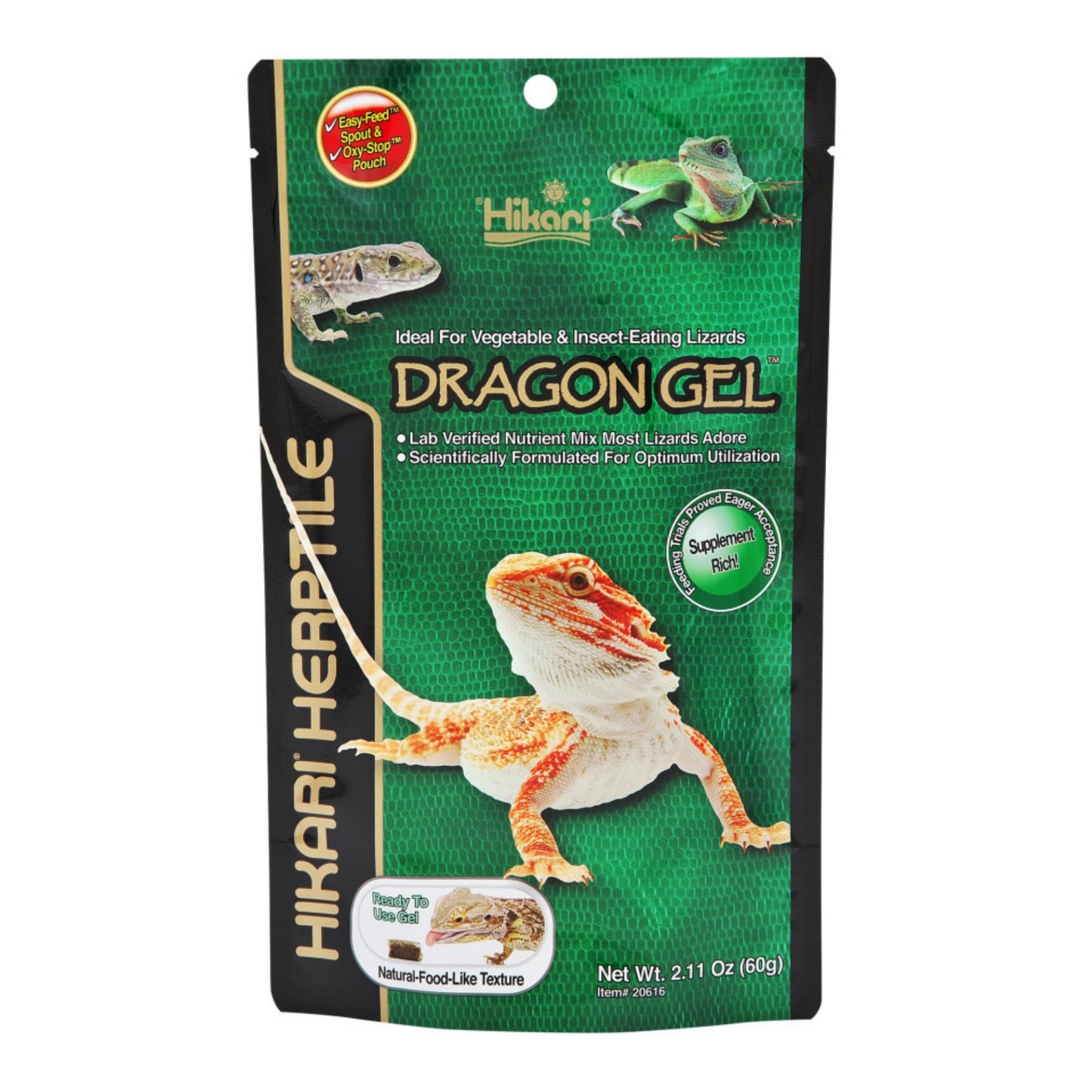 Hikari Herptile DragonGel Ready-to-Use Reptile Food for Bearded Dragons, 2.11 oz