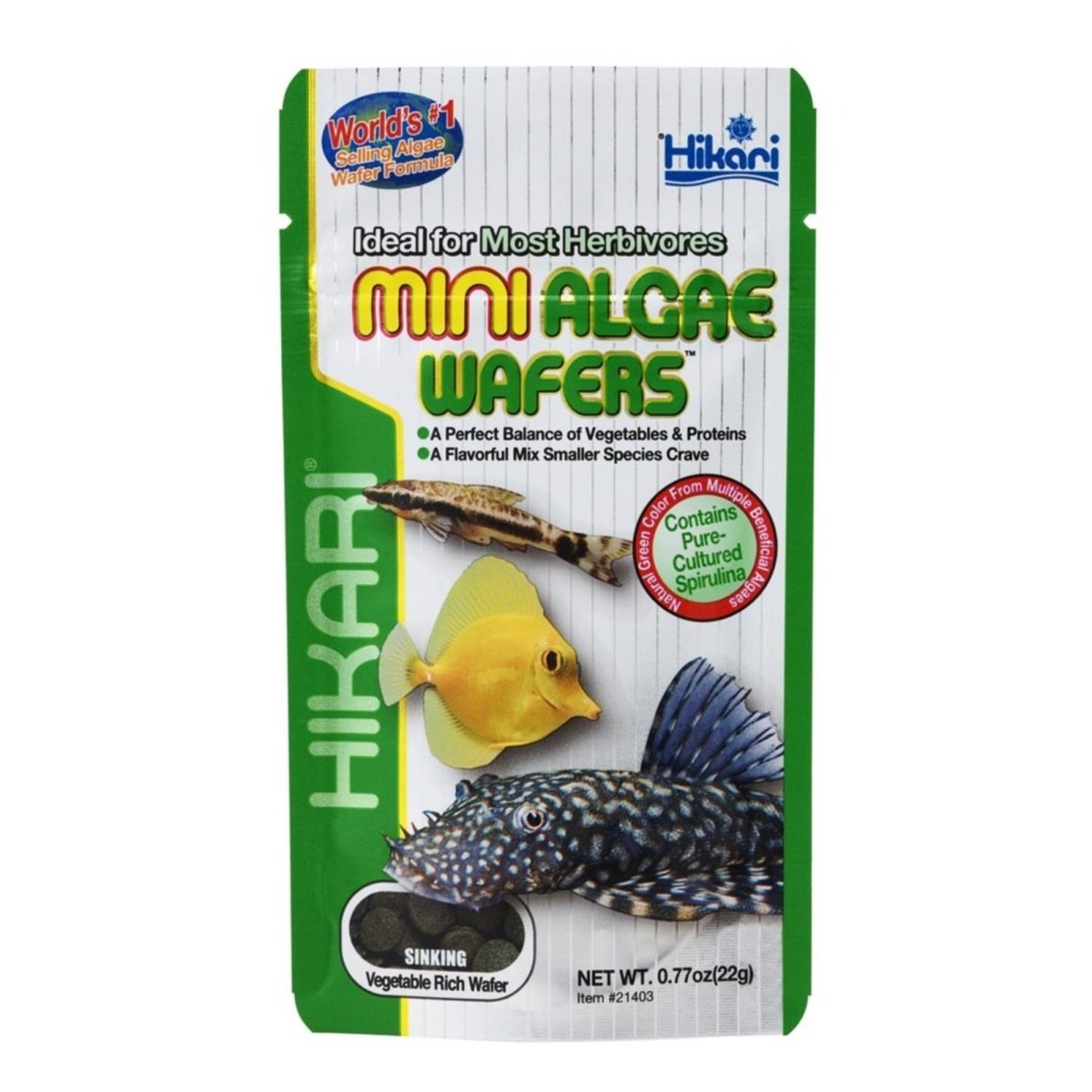 Hikari USA Algae Wafers Sinking Wafer Fish Food 1ea/0.77 oz, Mini - Pets Perfect
