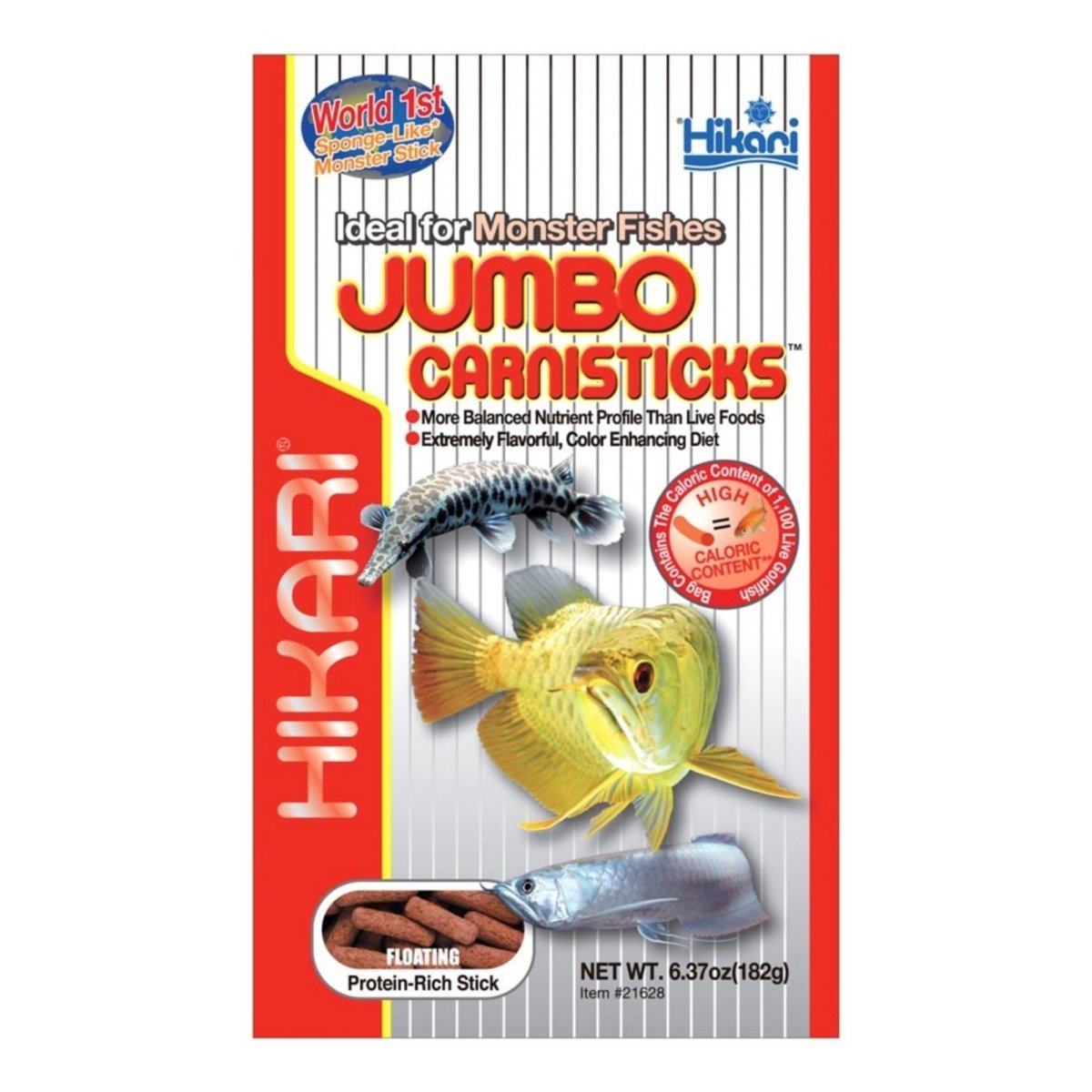 Hikari USA Jumbo CarniSticks Floating Fish Food 1ea/6.37 oz, Jumbo - Pets Perfect