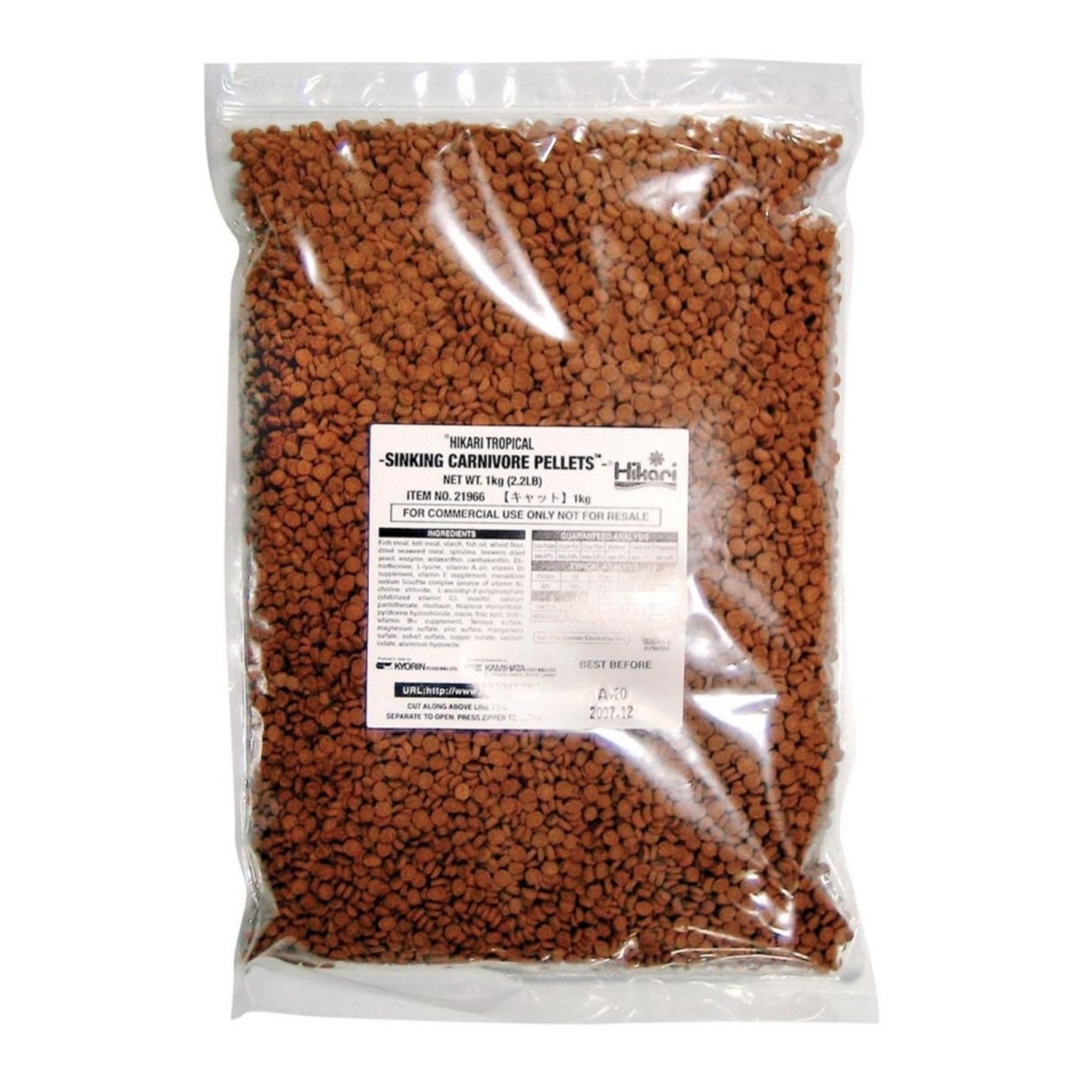 Hikari USA Sinking Carnivore Pellets Fish Food 1ea/2.2 lb - Pets Perfect