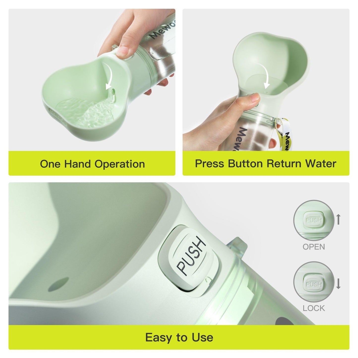 Mewoofun 2-In-1 Pet Water Bottle And Food Dispenser With Poop Bag Storage