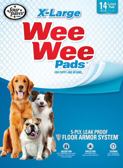 Four Paws WeeWee Superior Performance X-Large Dog Pee Pads, 28 in x 34 in 14 ct