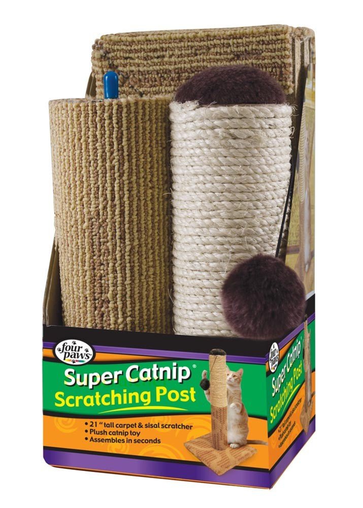 Four Paws Super Catnip Cat Scratching Post, Sisal and Carpet Scratching Post Brown 1ea/21 in Tall - Pets Perfect