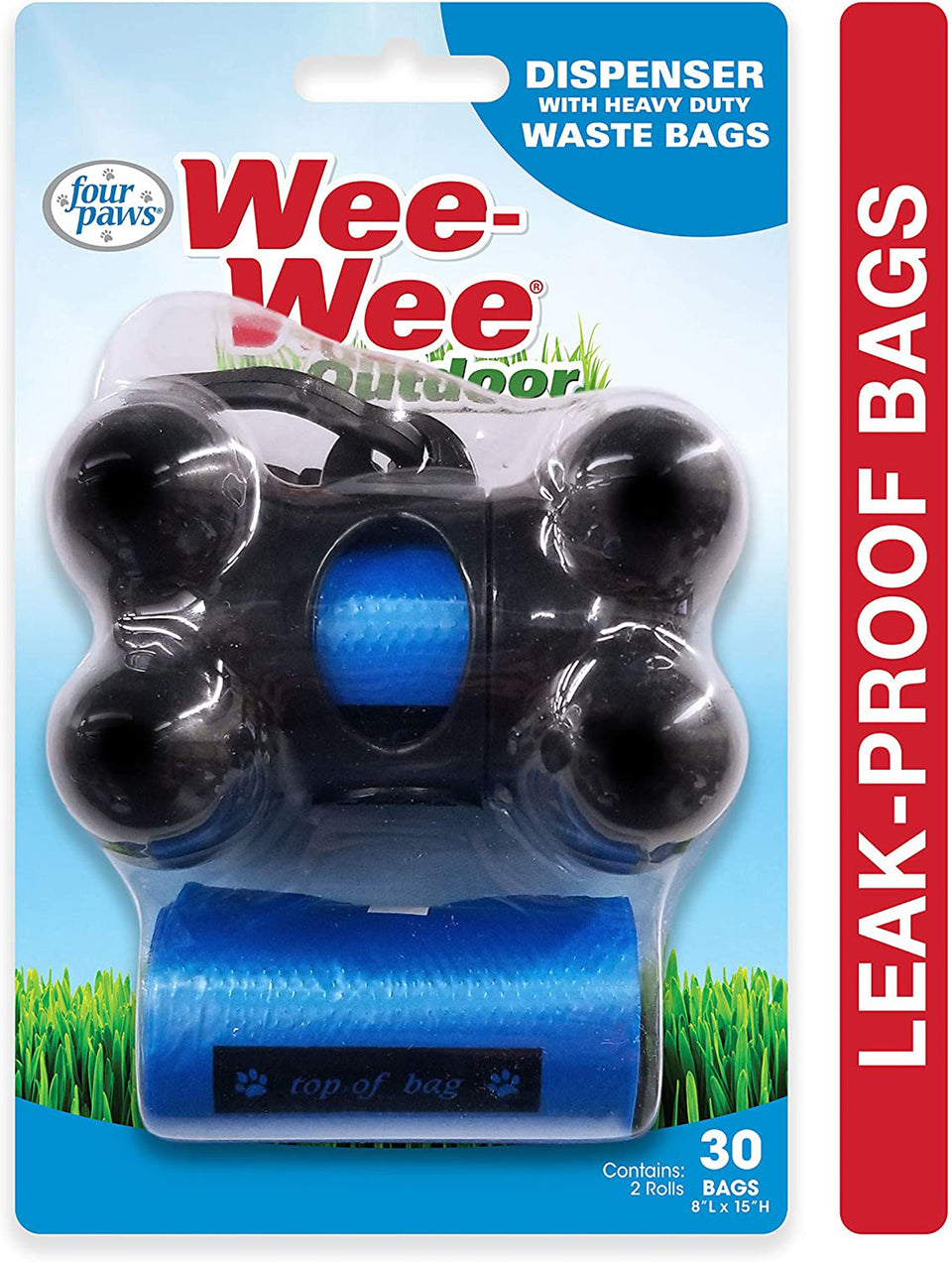 Four Paws WeeWee Outdoor Dog Waste Bag Dispenser with Heavy-Duty Waste Bags 30 ct