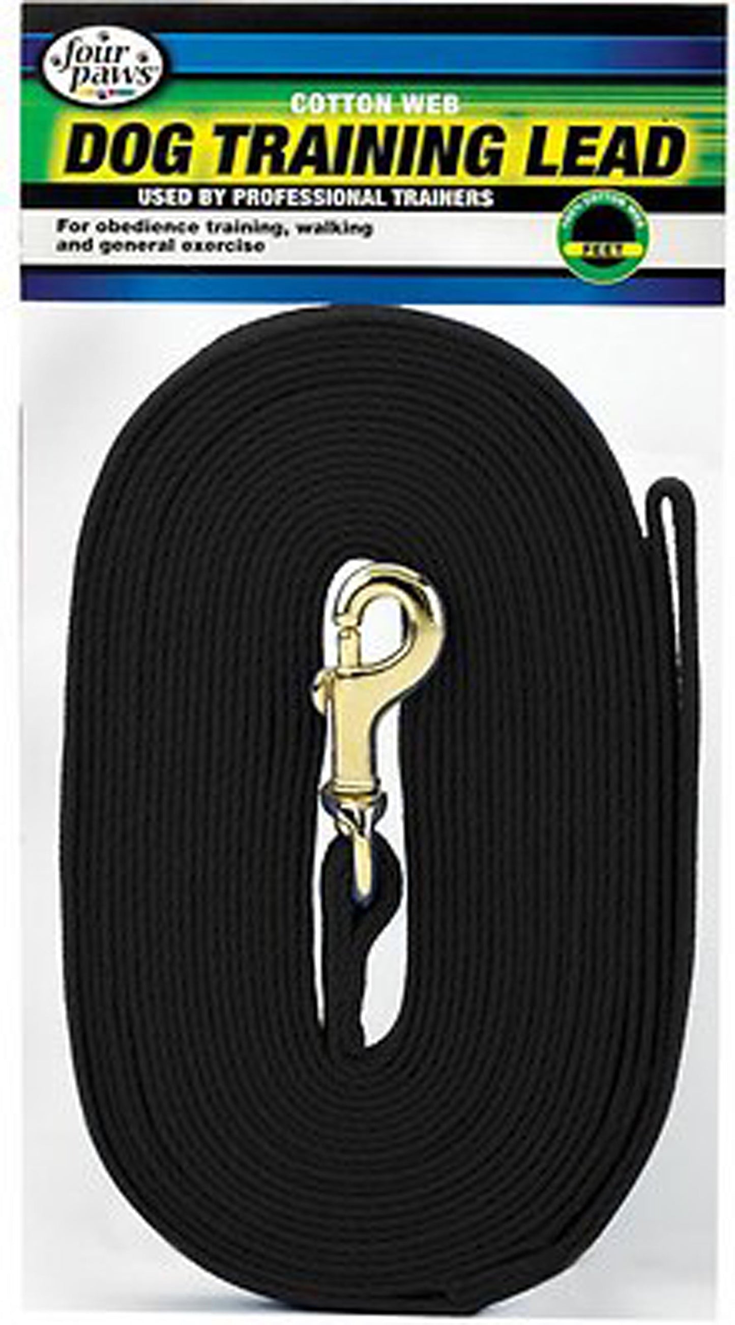 Four Paws Cotton Web Dog Lead Black, 1ea/15 Foot - Pets Perfect