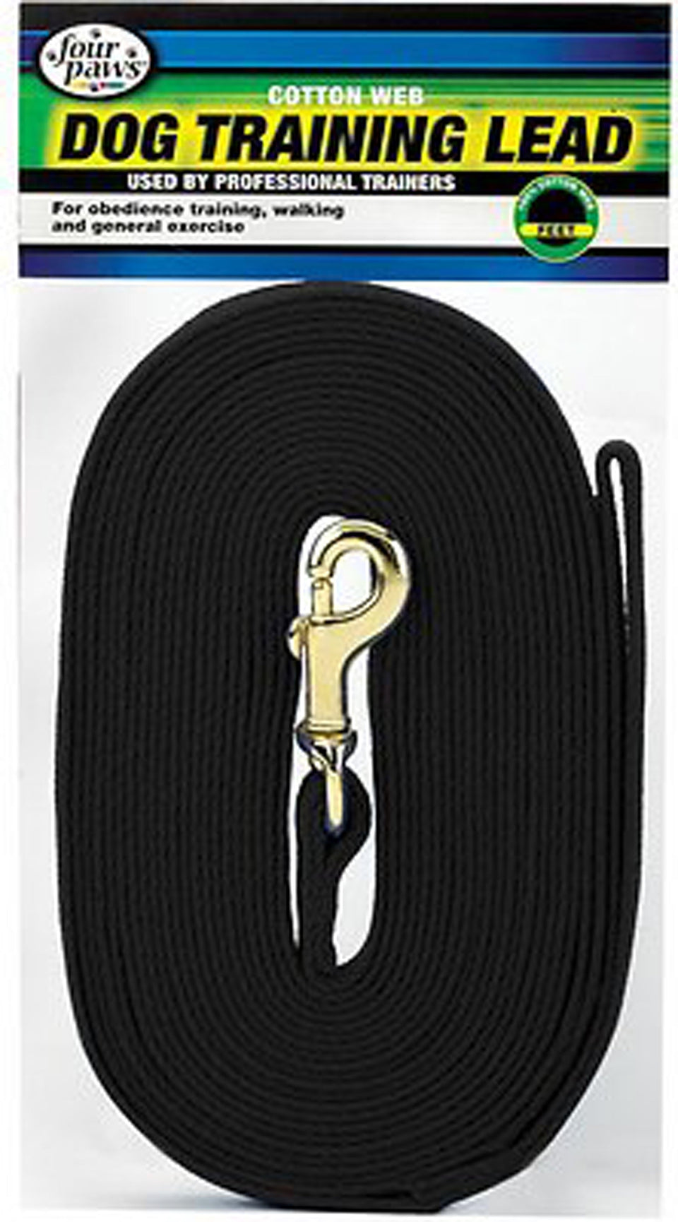 Four Paws Cotton Web Dog Lead, Black, 15 ft