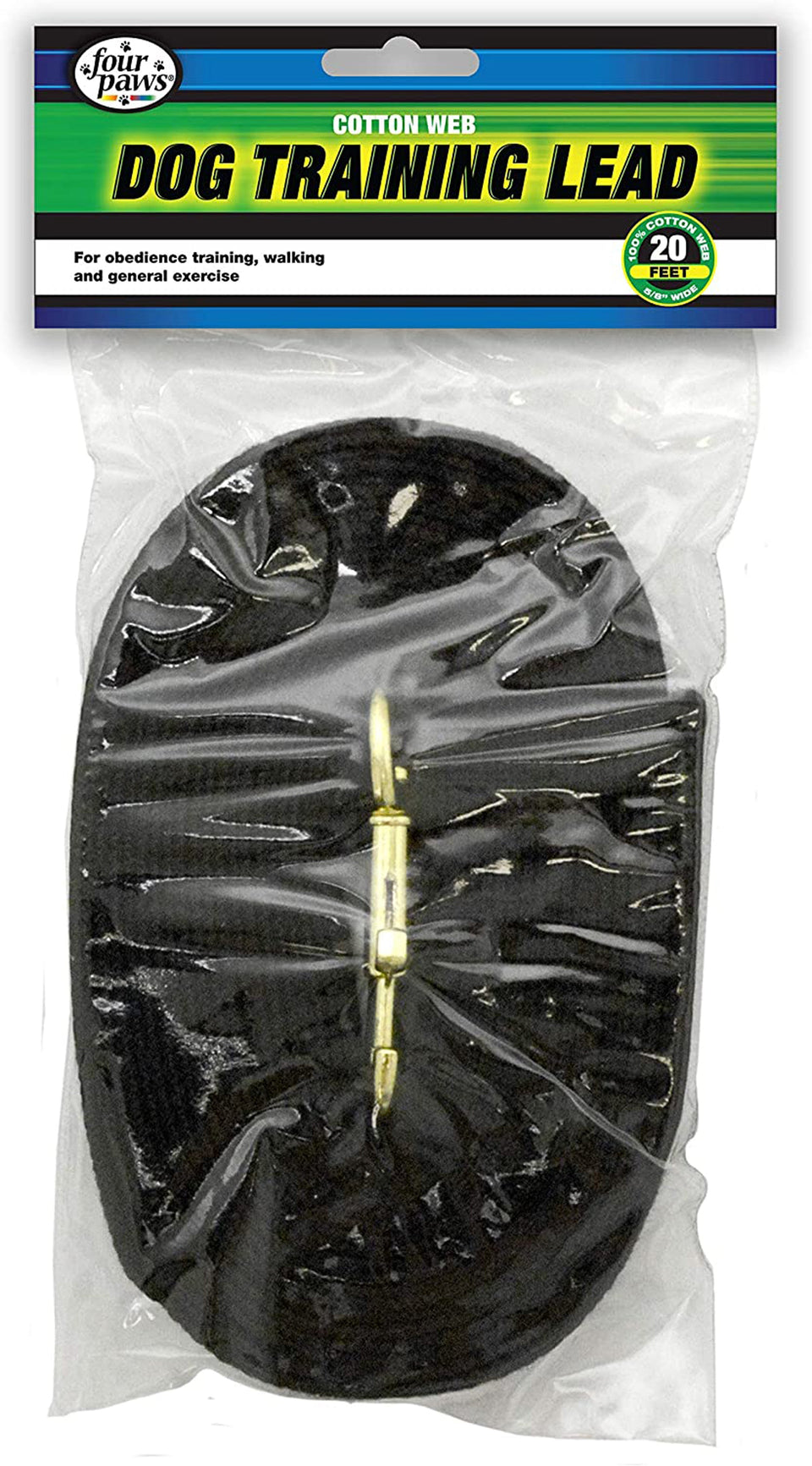 Four Paws Cotton Web Dog Lead, Black, 20 ft