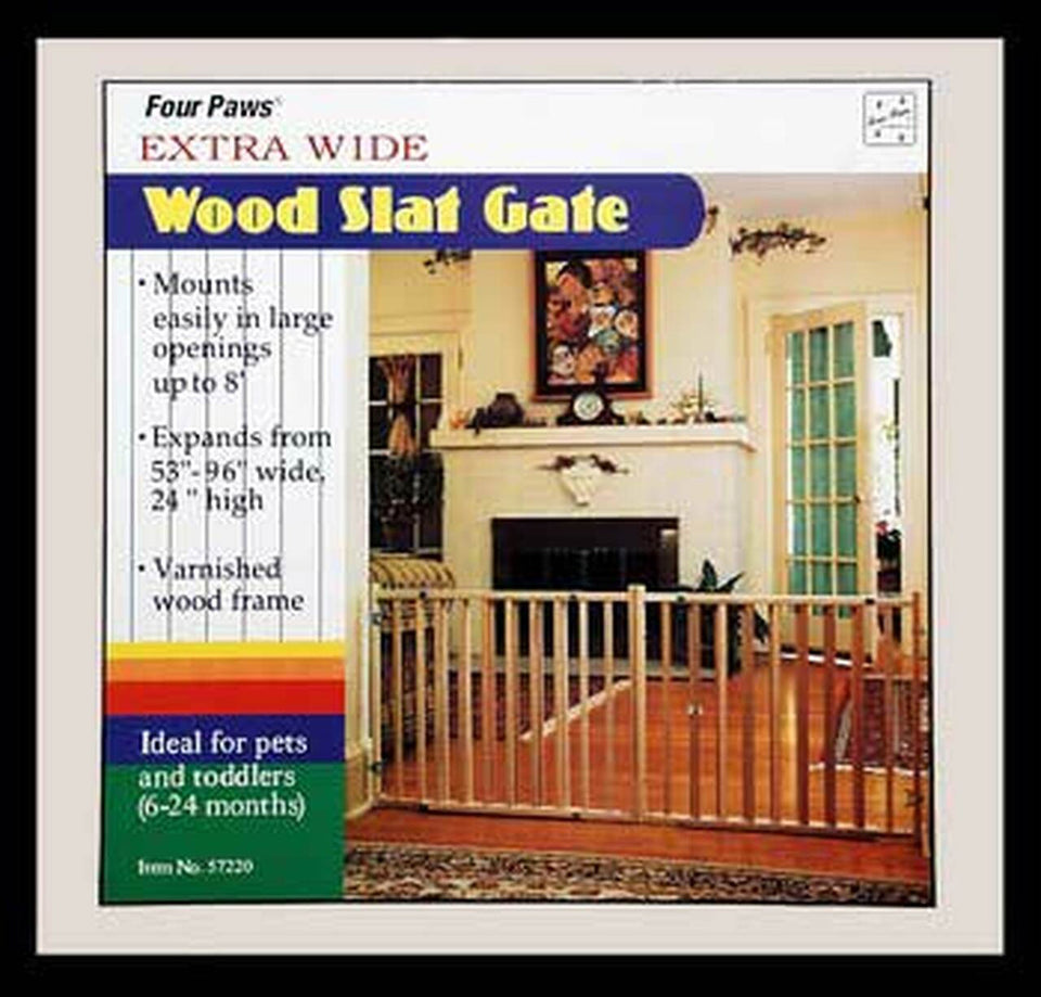 Four Paws Extra Wide Epandable Vertical Wood Slat Dog Gate Brown 51-93