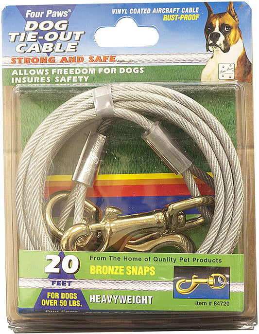 Four Paws Heavy Weight Dog Tie Out Cable Silver, 1ea/20 Foot