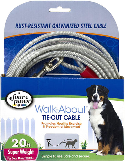 Four Paws Dog Super Tie-Out Cable, Silver, 20 ft