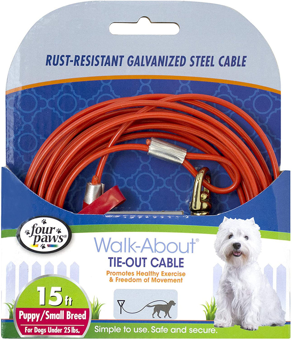 Four Paws Puppy Dog Tie-Out Cable Red Puppy (15 ft)