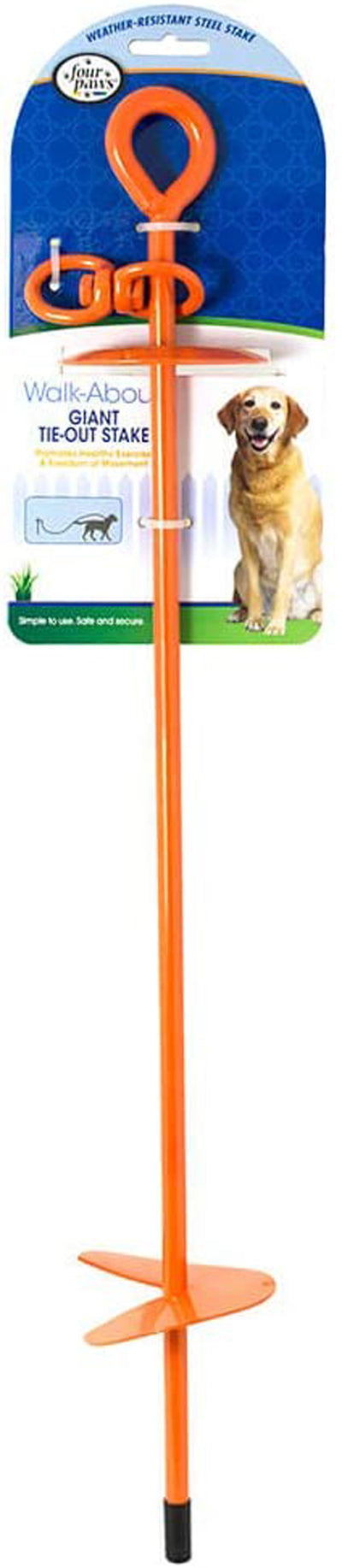 Four Paws WalkAbout Dog Tie-Out Stake Orange, 28 in