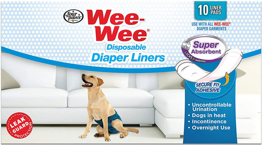 Four Paws WeeWee Super Absorbent Disposable Dog Diaper Liners 1ea/One Size 10 ct