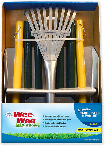 Large Wee-Wee rake, spade and pan set assembled in retail box