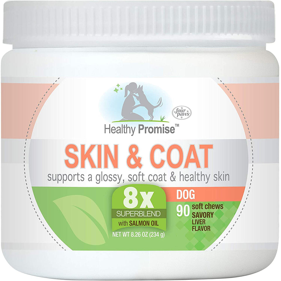 Four Paws Healthy Promise Skin & Coat Soft Dog Chews for Dogs Savory Liver 90 ct