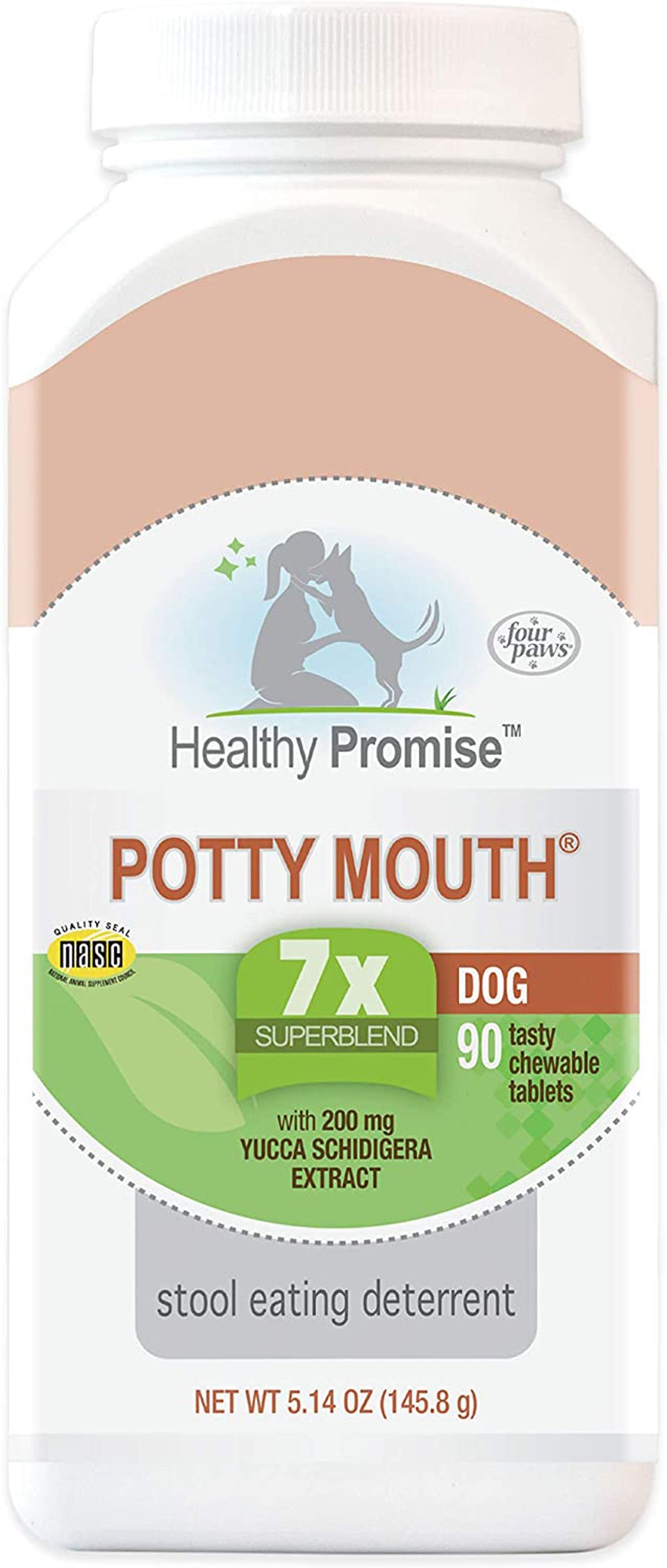 Four Paws Healthy Promise Potty Mouth Tablets Coprophagia Stool Eating Deterrent for Dogs 5.14 oz 90 ct