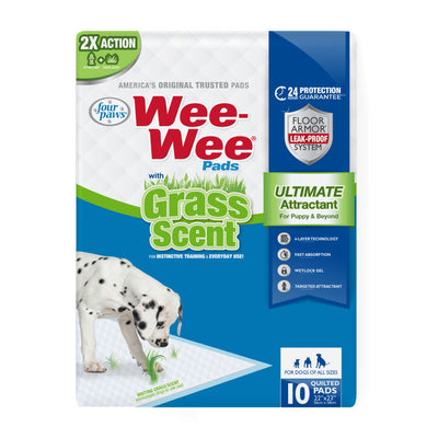 Four Paws WeeWee Ultimate Attractant Dog Pee Pads with Grass Scent, 22 in x 23 in 10 ct