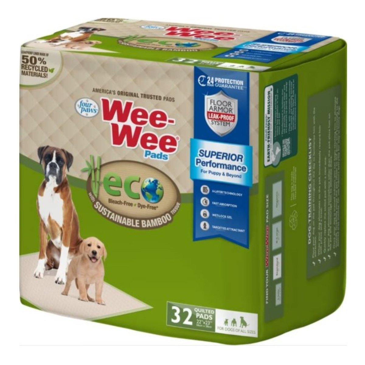 Four Paws WeeWee Superior Performance Eco Bamboo Dog Pee Pads 1ea/22 in X 23 in 32 ct - Pets Perfect