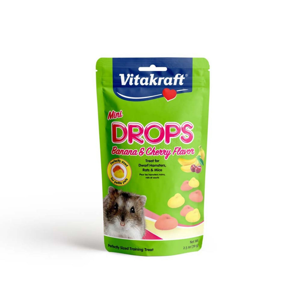 Vitakraft Mini Drops w/Banana & Cherry Flavor Treat for Small Animals 1ea/2.5oz.