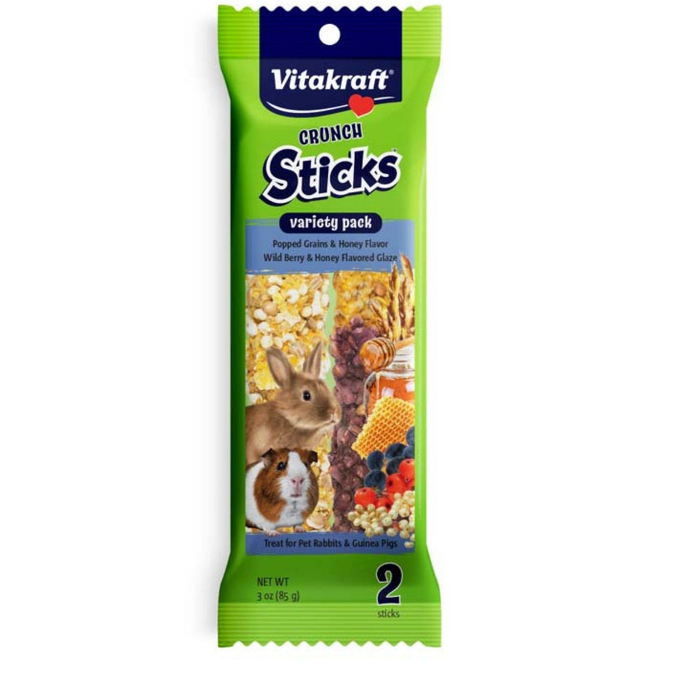 Vitakraft Crunch Sticks Rabbit & Guinea Pig Treats Popped Grains & Honey, Wild Berry & Honey 1ea/3oz., 2 ct