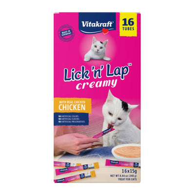 Vitakraft Lick N Lap Creamy Cat Treat Chicken 8.4oz.-16 Pk