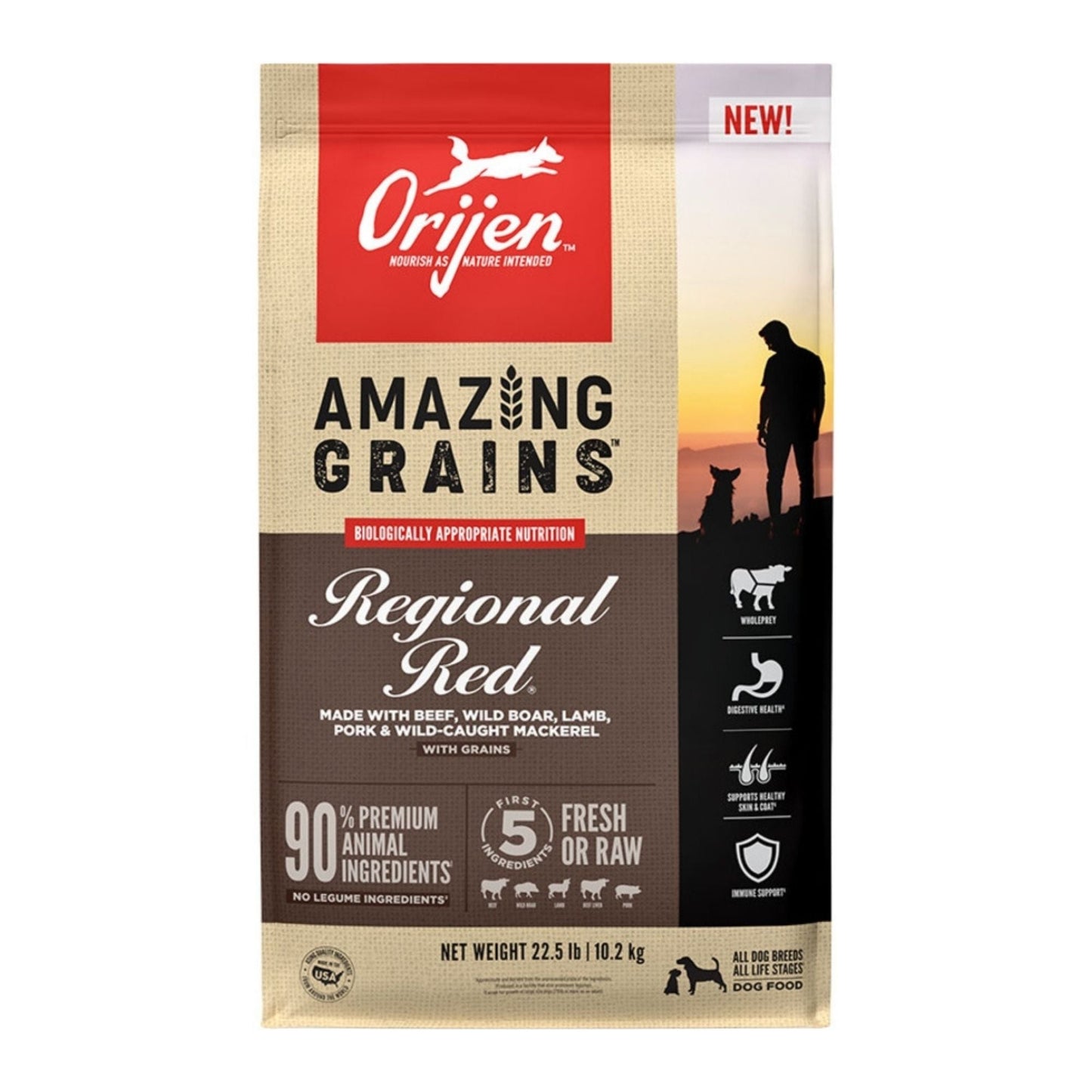 Orijen Amazing Grains Regional Red Dog Food, 22.5 lb