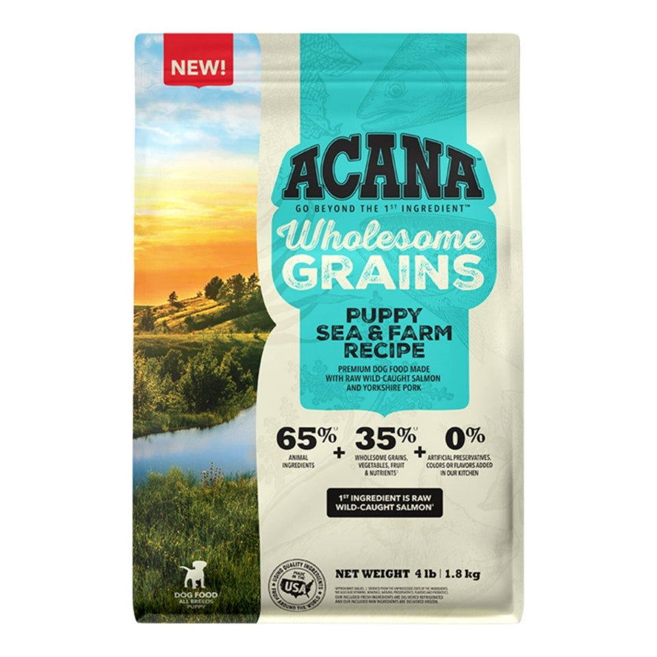 Acana Dog Wholesome Grains Puppy Sea & Farm Recipe 4Lbs - Dog Food Dry