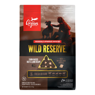 Orijen Dog Wild Reserve Grain Free Farm Raised Beef & Lamb Recipe 4Lbs