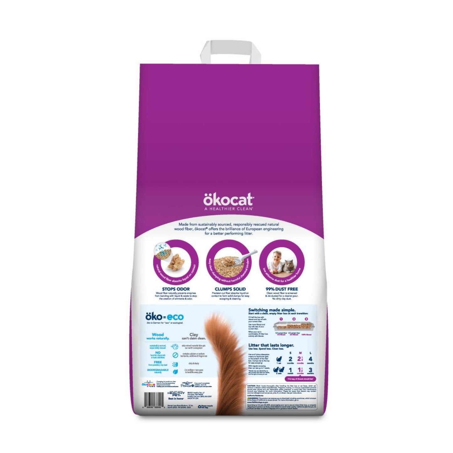Okocat Litter Low Tracking Clumping Wood Cat Litter, 14 lb, view 2