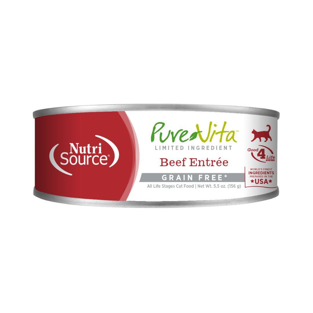 Pure Vita Cat Grain Free 96% Beef & Beef Liver 5oz. - Pets Perfect