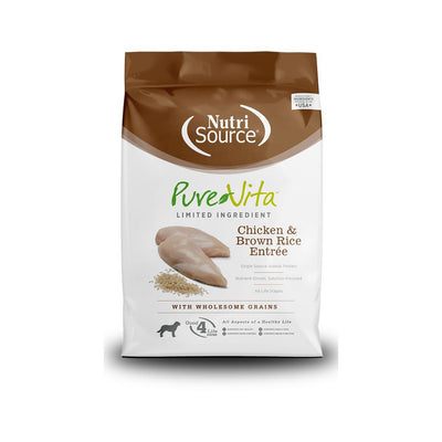 NutriSource PureVita LID Dry Dog Food Chicken & Brown Rice Entrée 25lb