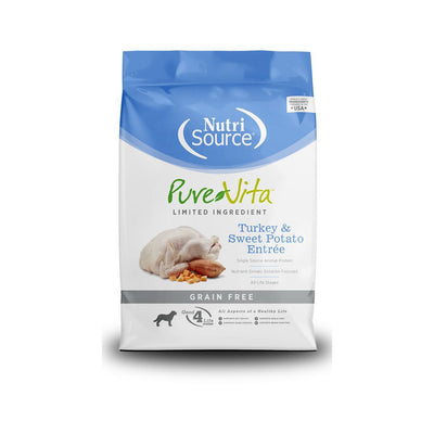 NutriSource PureVita LID Grain-Free Dry Dog Food Turkey & Sweet Potato Entrée 25 lb