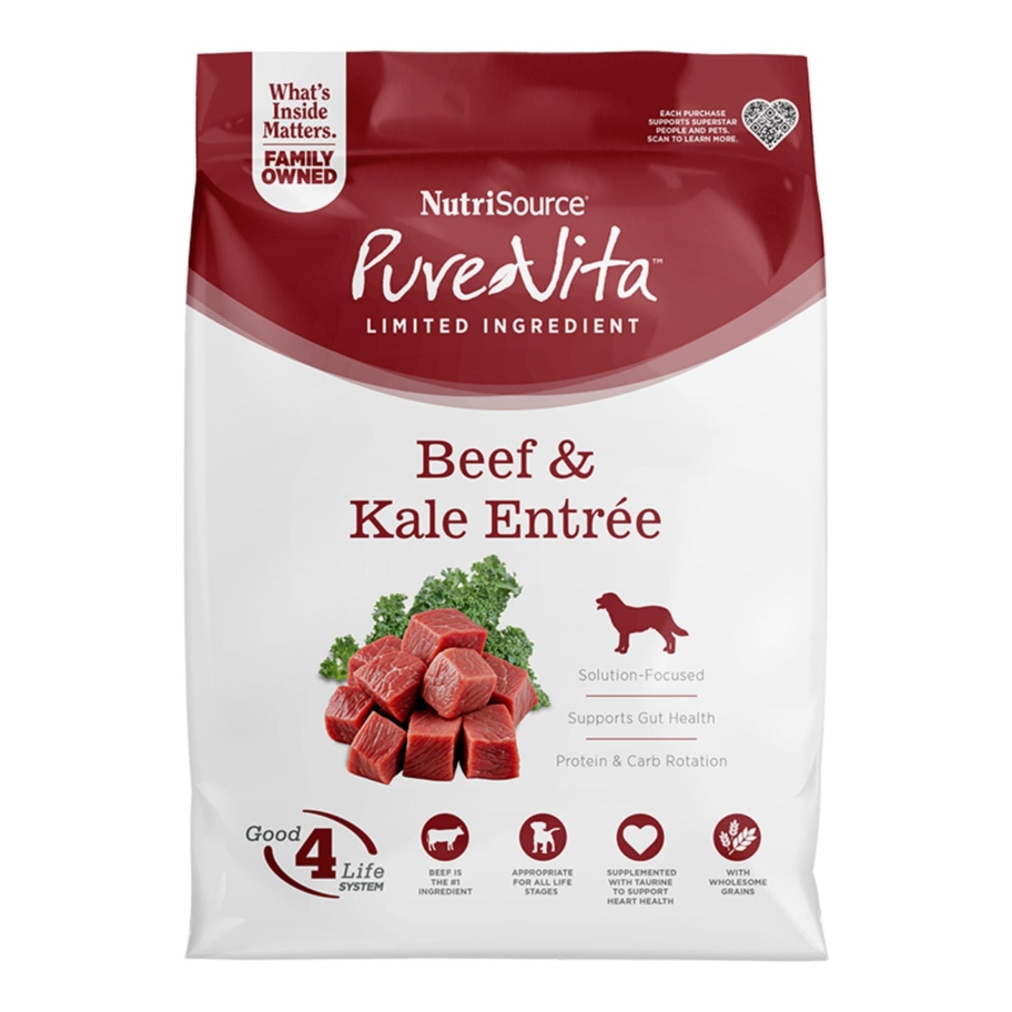 Pure Vita Dog Beef & Kale Dry Dog Food 4 lb