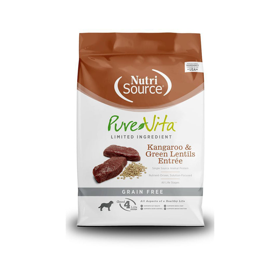 NutriSource PureVita LID Grain-Free Dry Dog Food Kangaroo & Green Lentils Entrée 25 lb