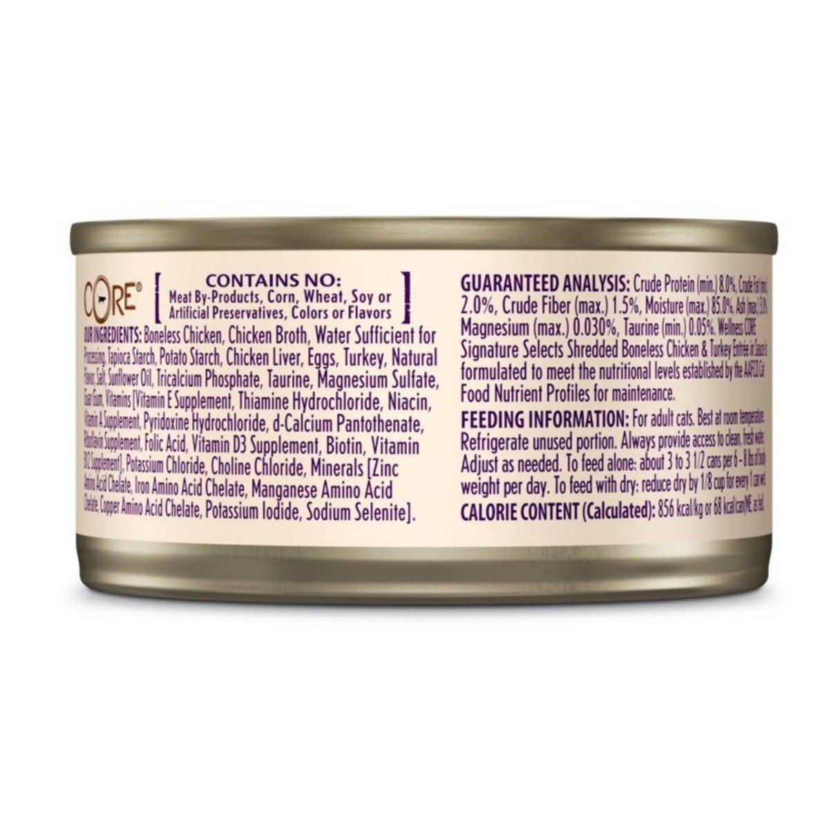 Wellness Cat Core Signature Select Shredded Chicken Turkey Entrée 2.8oz. (Case of 12) - Pets Perfect