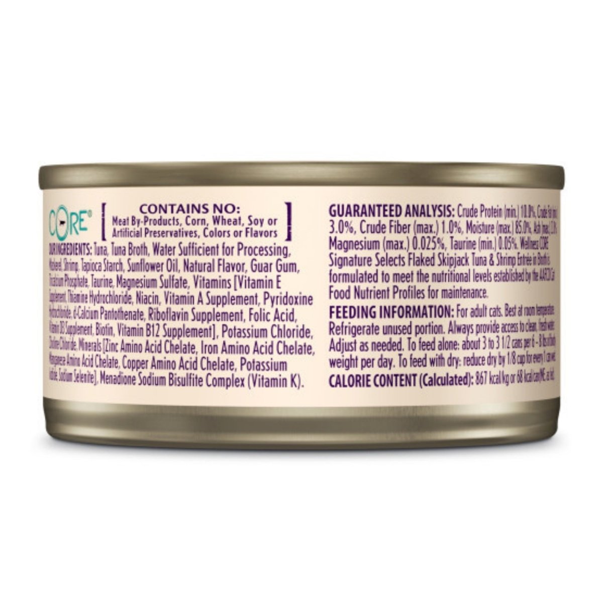 Wellness Cat Core Signature Select Flaked Skipjack Tuna Shrimp Entrée 5.3oz. (Case of 12) - Pets Perfect