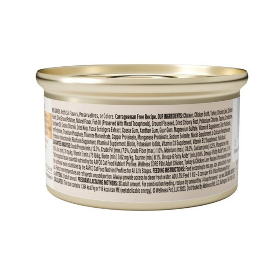 Wellness CORE Chicken, Turkey & Chicken Liver Pate Wet Cat Food, 3 oz, view 5