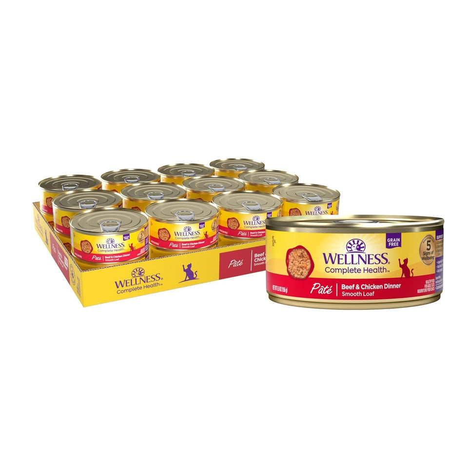 Wellness Cat Complete Health GF Beef Chicken Pate, 5.5 oz 24 ct