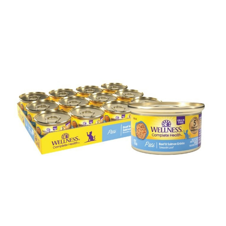 Wellness Complete Health Cat GF Wet Cat Food, Beef and Salmon Pate