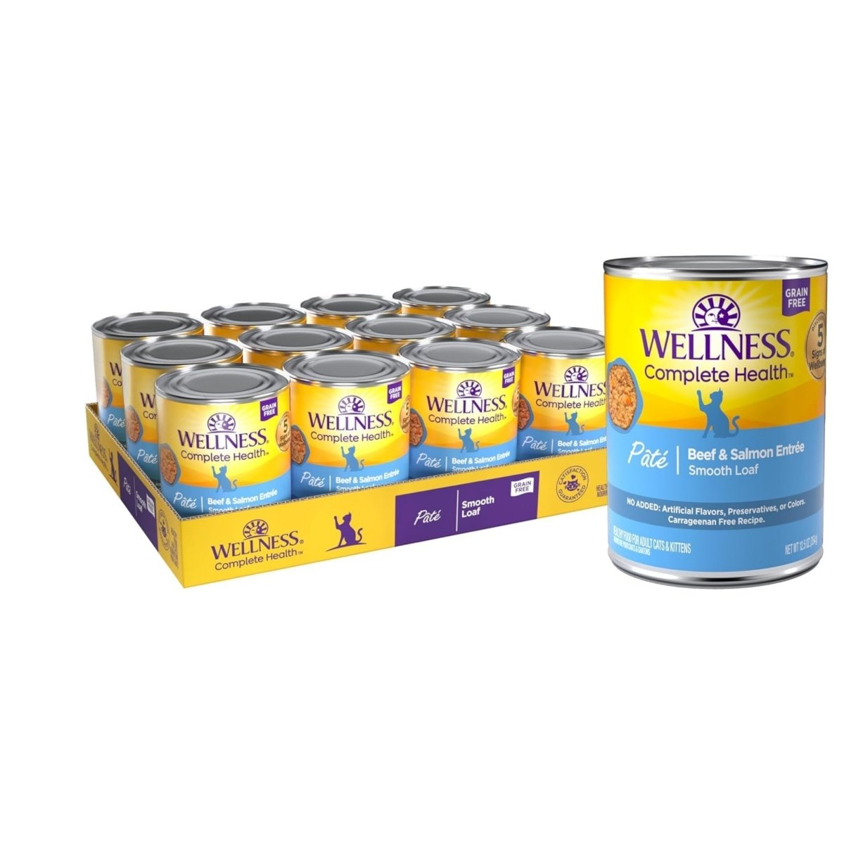 Wellness Cat Grain - free Beef Salmon Pate Complete Health 12.5oz. (Case of 12) - Pets Perfect