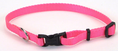 Coastal Adjustable Nylon Dog Collar with Plastic Buckle Neon Pink, 3/8 in x 8-12 in