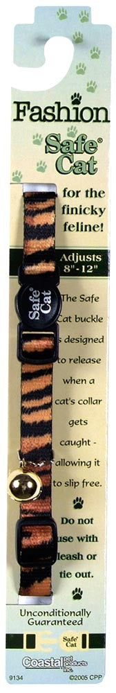 Coastal Safe Cat Adjustable Breakaway Cat Collar Tiger, 3/8 in x 8-12 in