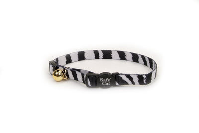Coastal Safe Cat Adj. Breakaway Cat Collar Zebra, 3/8 in x 8-12 in